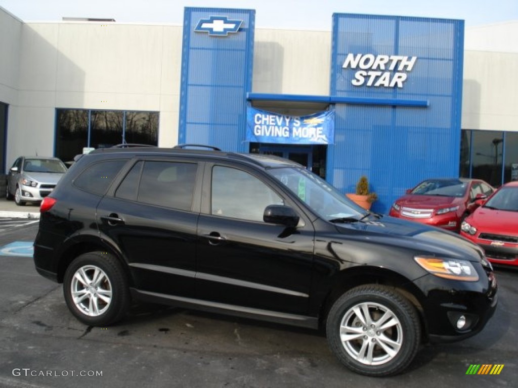 2010 Santa Fe SE 4WD - Phantom Black Metallic / Gray photo #1