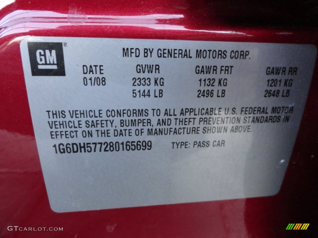 2008 Cadillac CTS 4 AWD Sedan Info Tag Photo #59420175