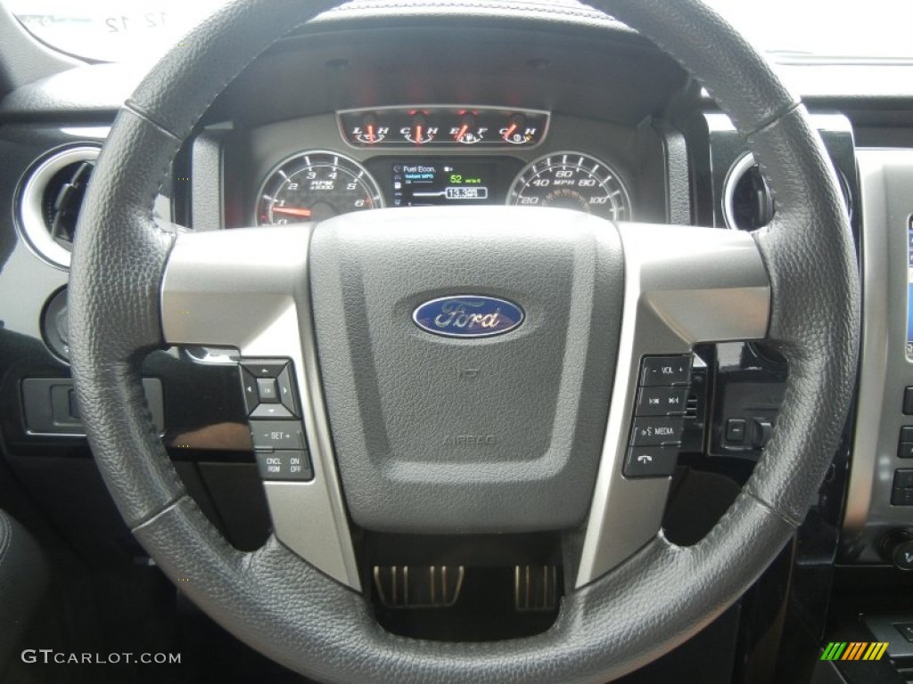 2011 Ford F150 Harley-Davidson SuperCrew Black/Silver Smoke Steering Wheel Photo #59428457