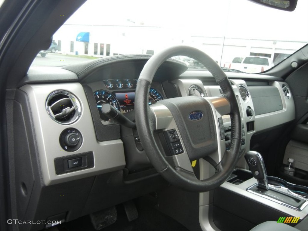 2011 Ford F150 Limited SuperCrew 4x4 Steel Gray/Black Steering Wheel Photo #59428703
