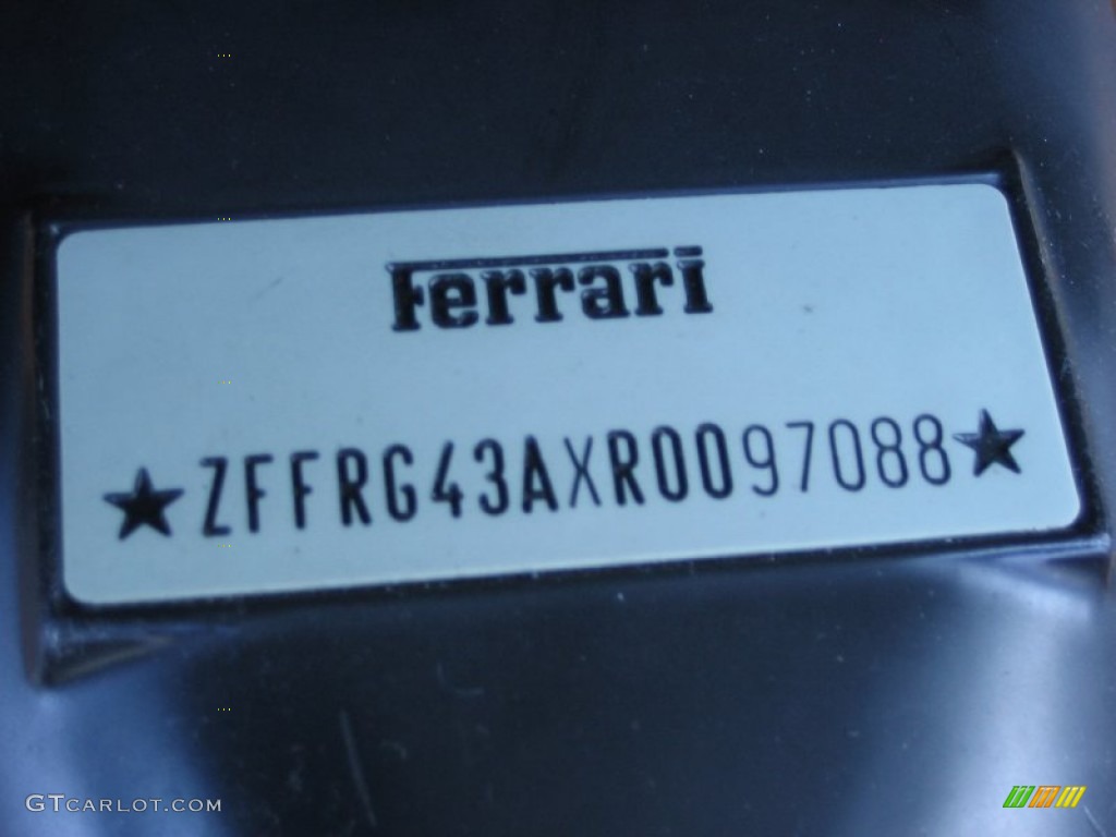 1994 Ferrari 348 Spider Info Tag Photos