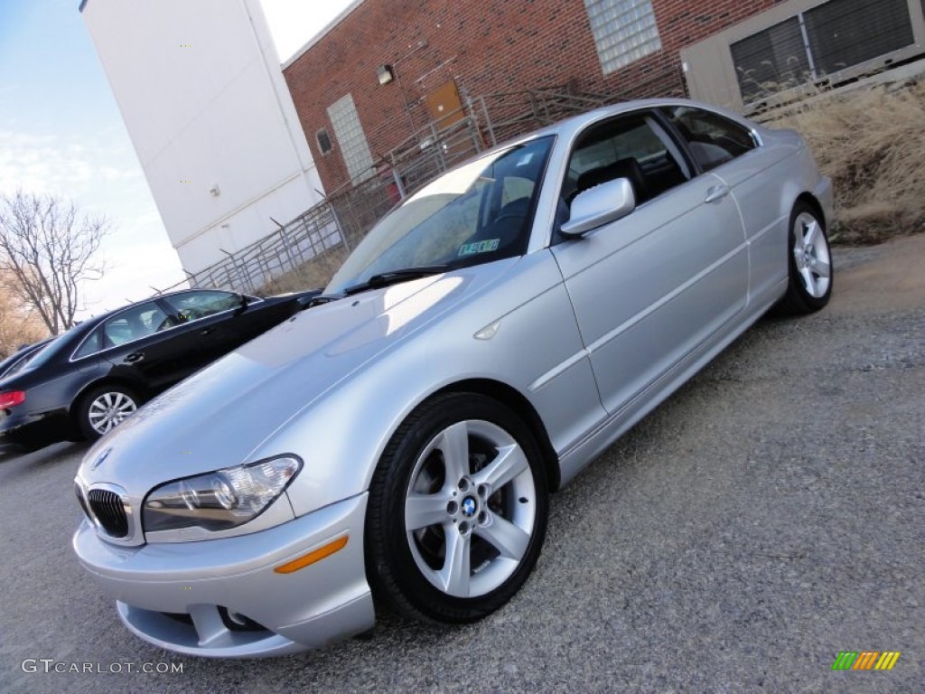 2004 3 Series 325i Coupe - Titanium Silver Metallic / Black photo #2