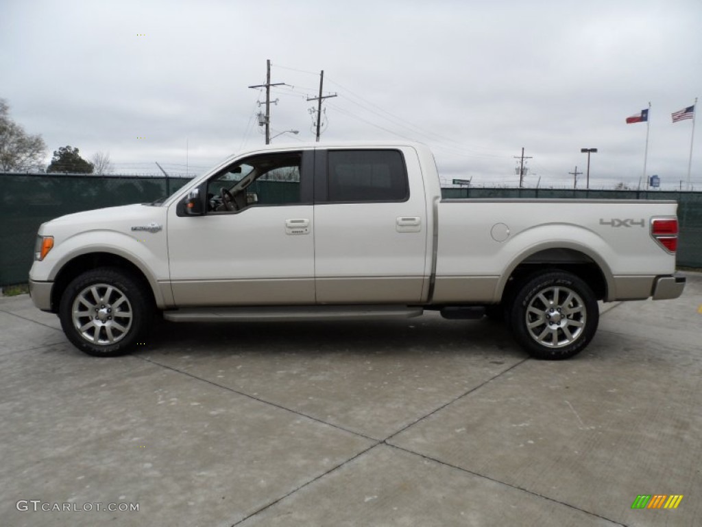 2009 F150 Lariat SuperCrew 4x4 - White Sand Tri Coat Metallic / Chaparral Leather/Camel photo #6