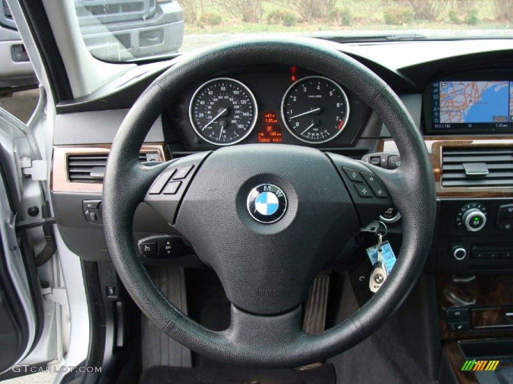2008 BMW 5 Series 528xi Sedan Black Steering Wheel Photo #59455361