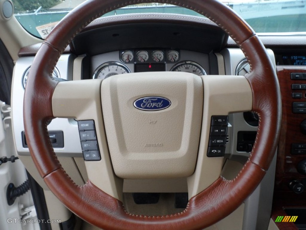 2009 Ford F150 Lariat SuperCrew 4x4 Chaparral Leather/Camel Steering Wheel Photo #59455418