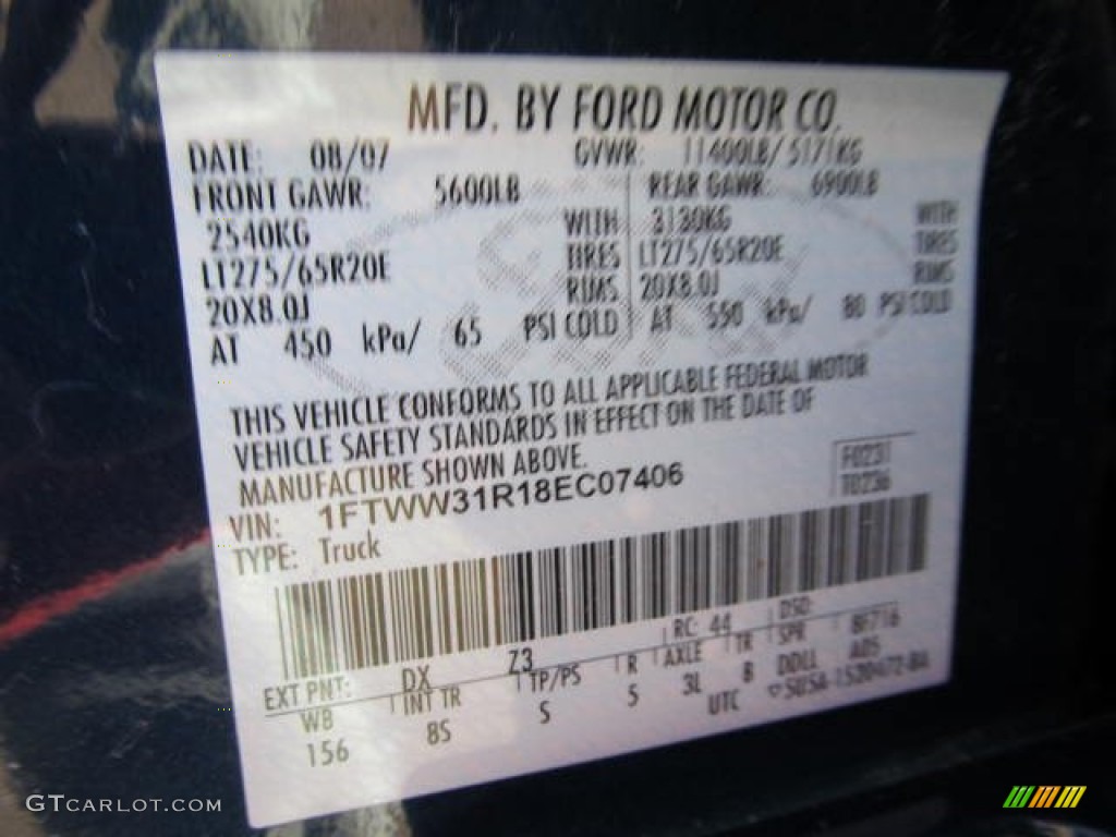 2008 F350 Super Duty Color Code DX for Dark Blue Pearl Metallic Photo #59461663
