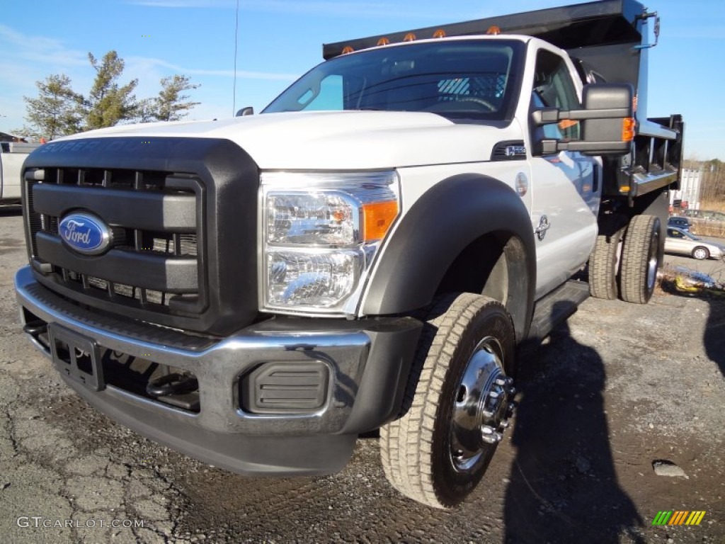 2011 F550 Super Duty XL Regular Cab 4x4 Dump Truck - Oxford White / Steel Grey photo #1