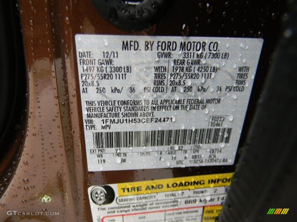 2012 Expedition Color Code V7 for Golden Bronze Metallic Photo #59462969