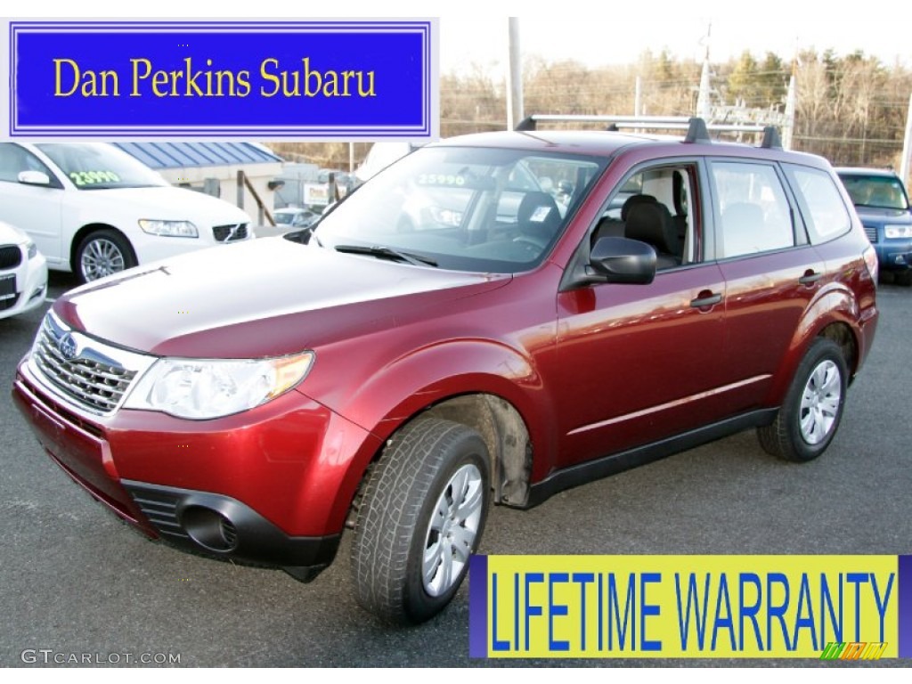 2009 Forester 2.5 X - Camellia Red Pearl / Black photo #1