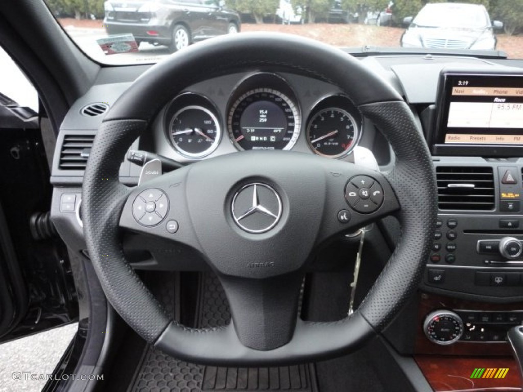 2011 Mercedes-Benz C 63 AMG Black Steering Wheel Photo #59468264
