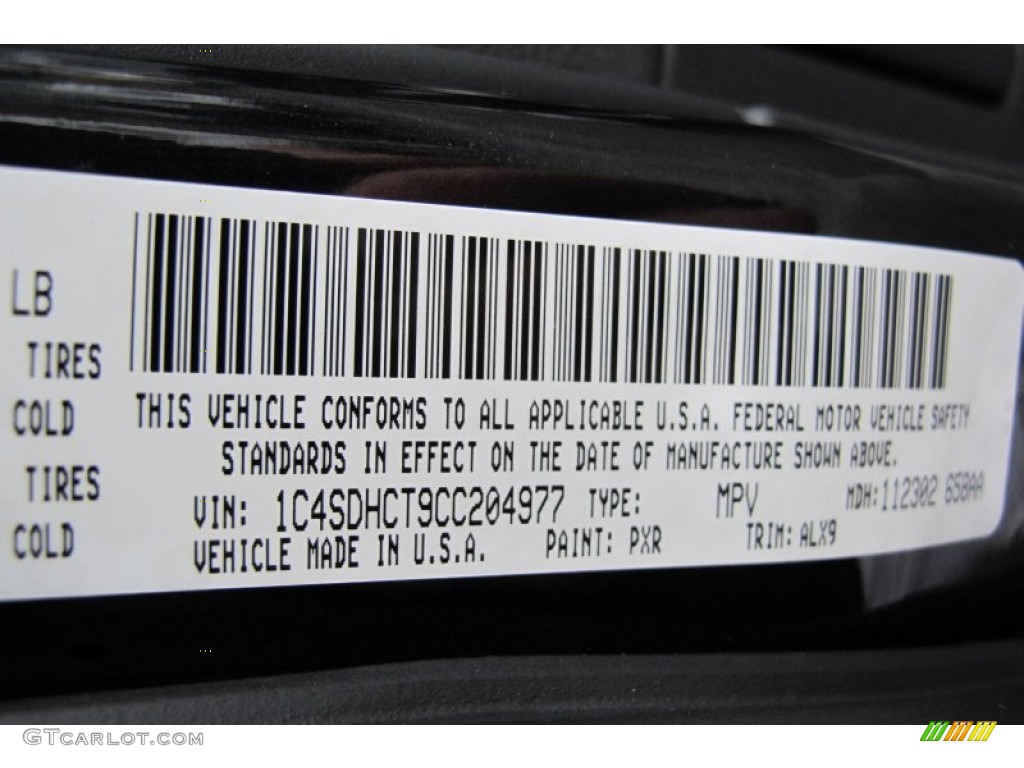2012 Durango Color Code PXR for Brilliant Black Crystal Pearl Photo #59472863