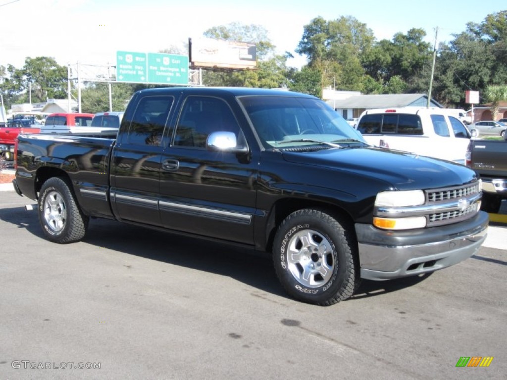 1999 Silverado 1500 LS Extended Cab - Onyx Black / Medium Oak photo #3