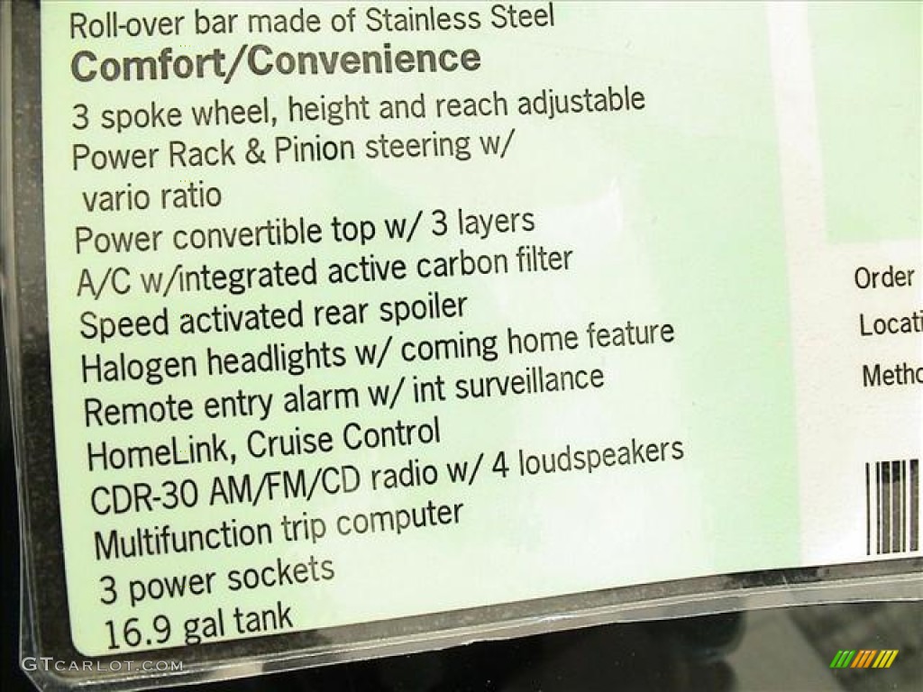 2009 Porsche Boxster Standard Boxster Model Window Sticker Photo #59483813