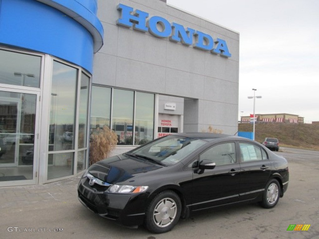 2009 Civic Hybrid Sedan - Crystal Black Pearl / Beige photo #1