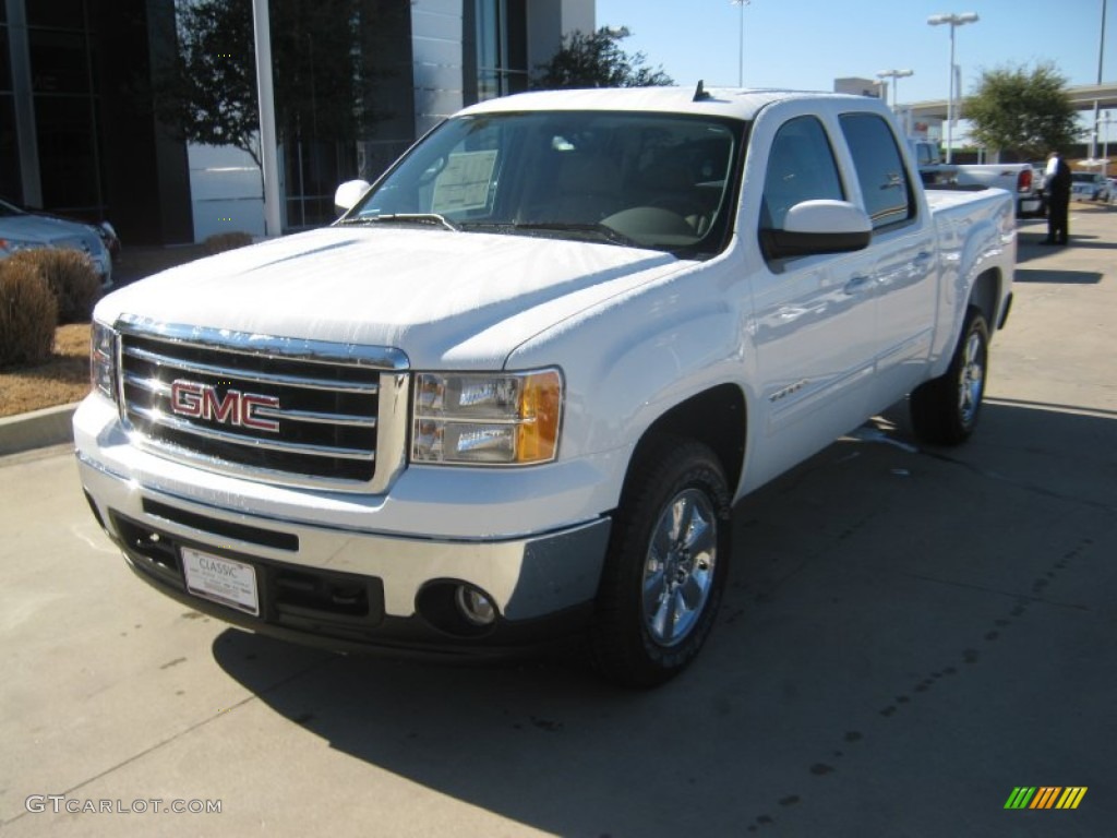 2012 Sierra 1500 SLT Crew Cab 4x4 - Summit White / Very Dark Cashmere/Light Cashmere photo #1