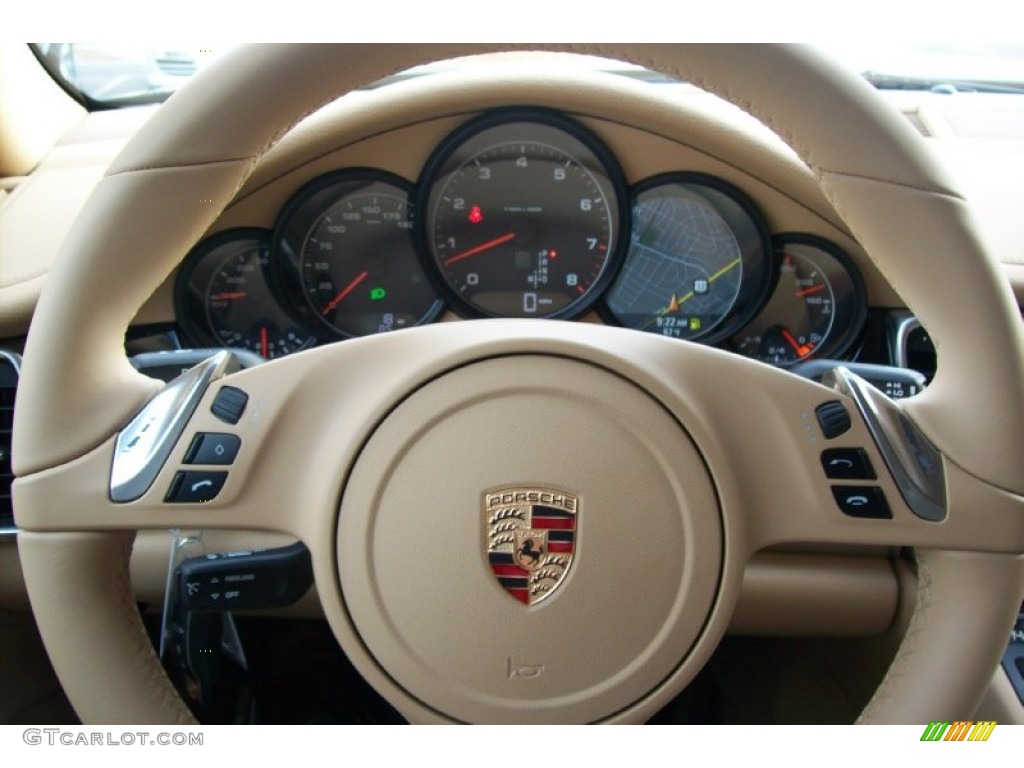2012 Porsche Panamera V6 Luxor Beige Steering Wheel Photo #59495387