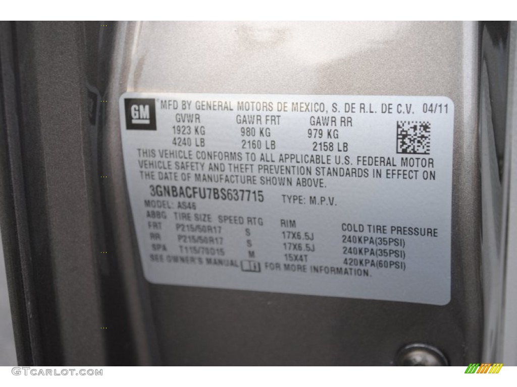 2011 HHR LT - Mocha Steel Metallic / Gray photo #16