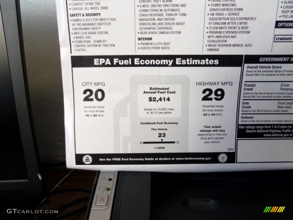 2012 Chevrolet Equinox LT AWD Window Sticker Photo #59498388