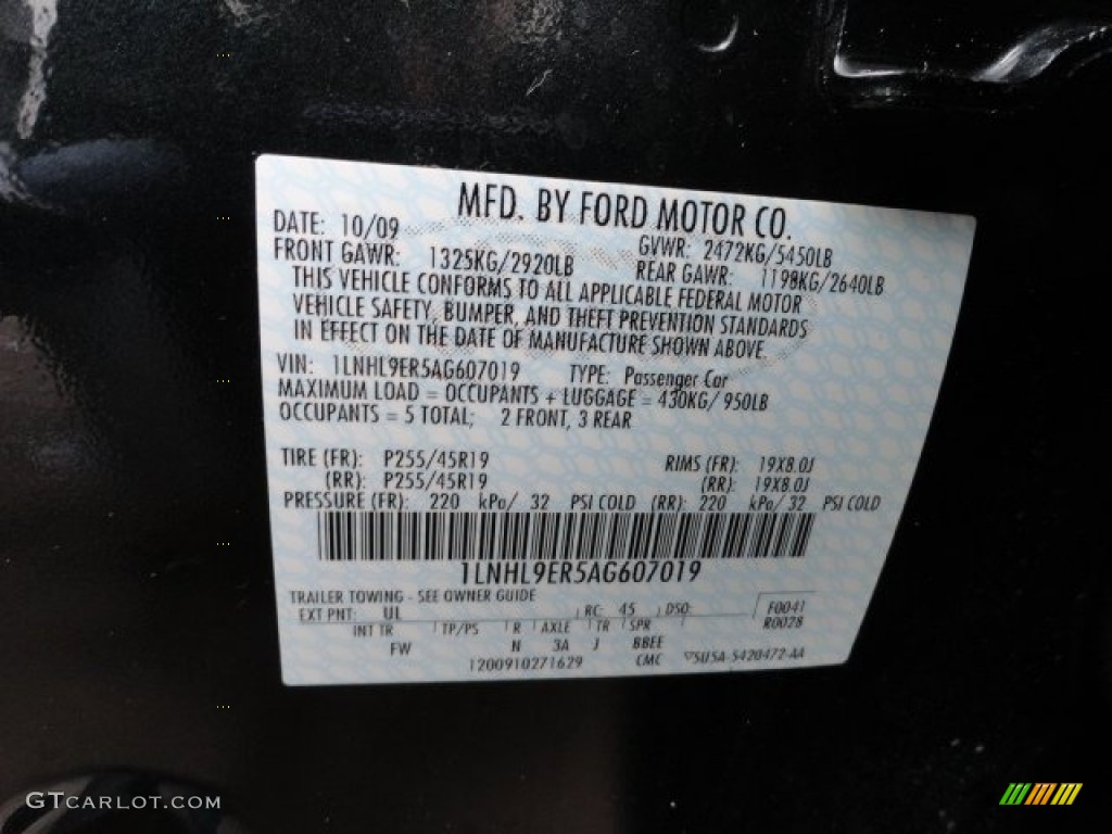 2010 MKS Color Code UL for Atlantis Green Metallic Photo #59499381