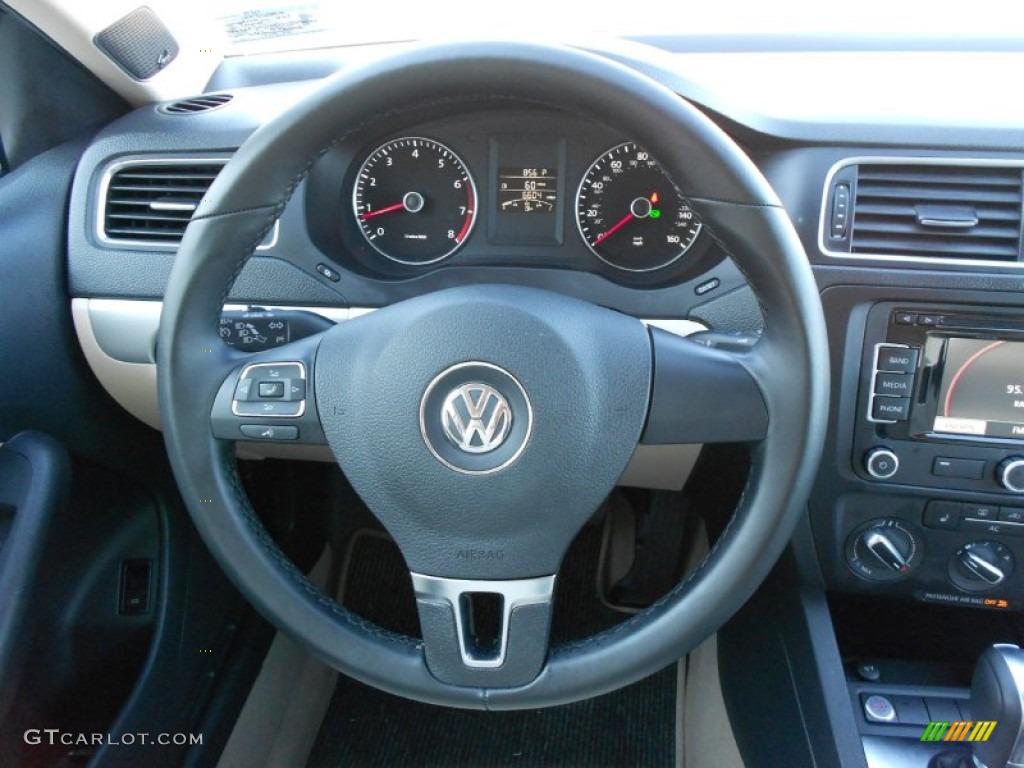 2012 Volkswagen Jetta SEL Sedan Cornsilk Beige Steering Wheel Photo #59499486