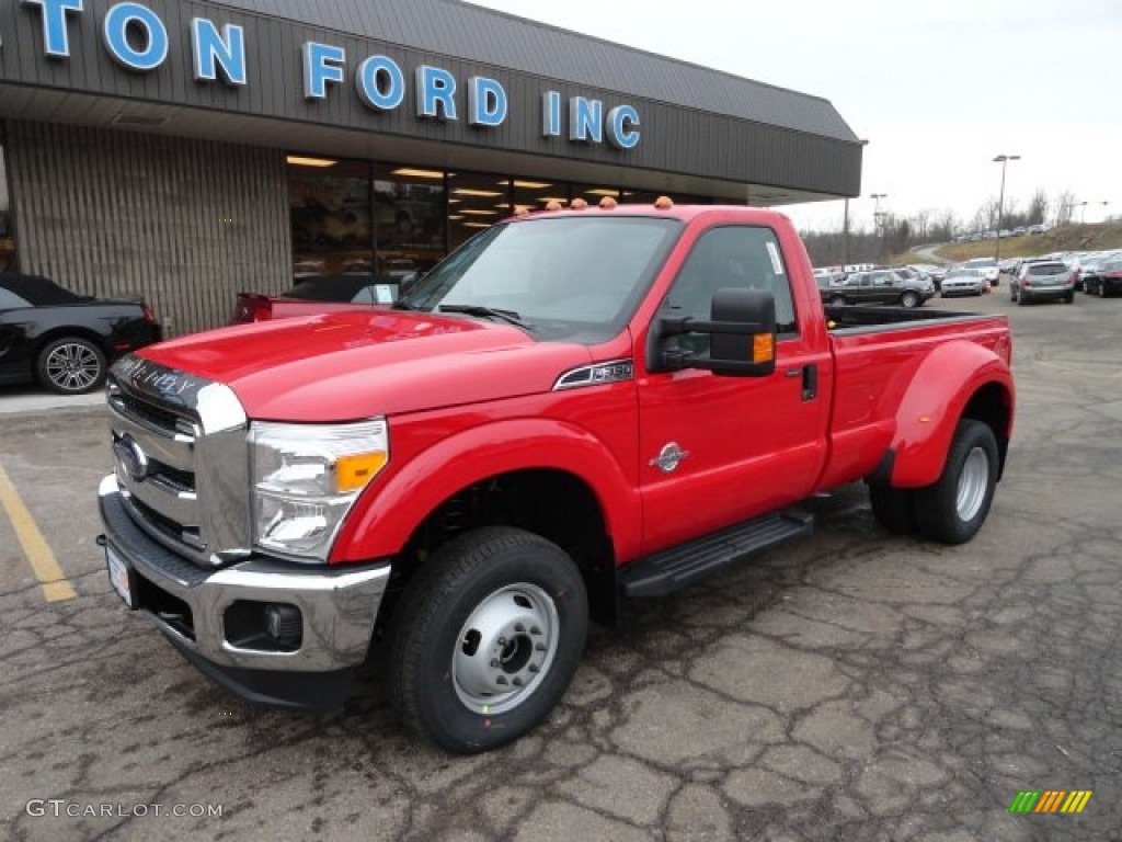 2012 F350 Super Duty XLT Regular Cab 4x4 Dually - Vermillion Red / Steel photo #8