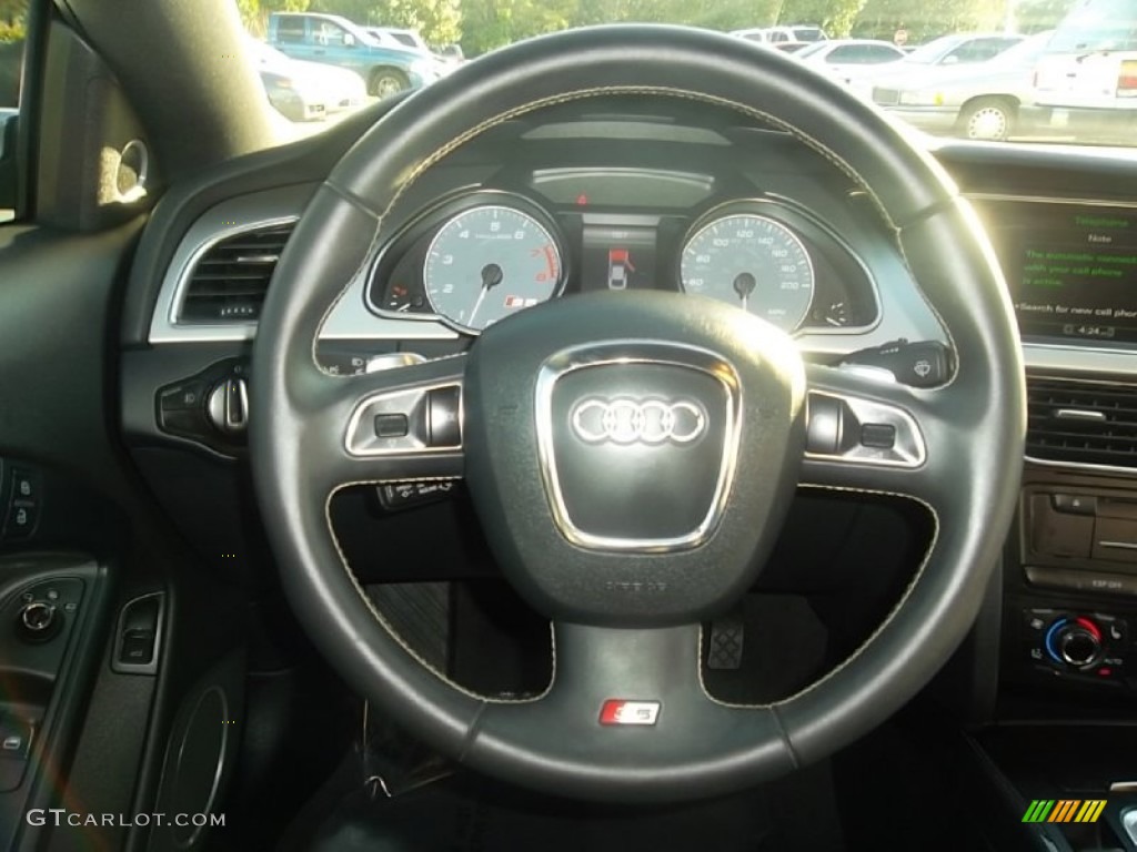 2010 Audi S5 4.2 FSI quattro Coupe Black Silk Nappa Leather Steering Wheel Photo #59509417