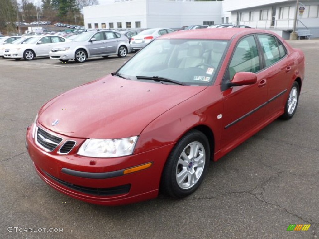 2007 9-3 2.0T Sport Sedan - Chili Red Metallic / Parchment photo #3