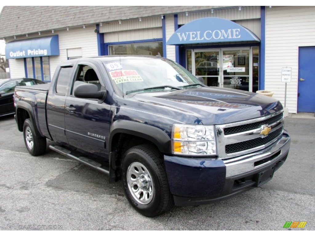 2009 Silverado 1500 LS Extended Cab 4x4 - Imperial Blue Metallic / Dark Titanium photo #3
