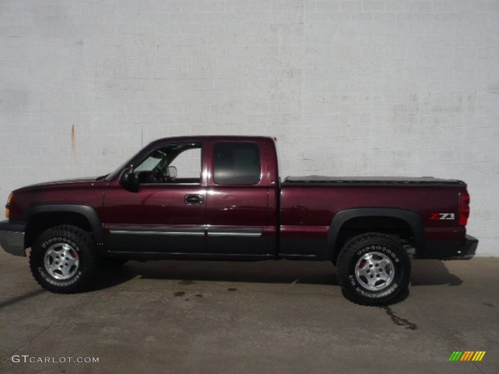 2003 Silverado 1500 Z71 Extended Cab 4x4 - Dark Carmine Red Metallic / Tan photo #3