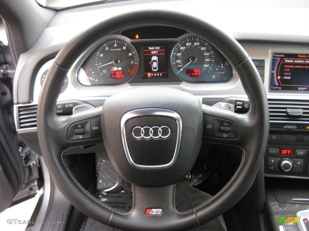 2007 Audi S6 5.2 quattro Sedan Black Steering Wheel Photo #59527894