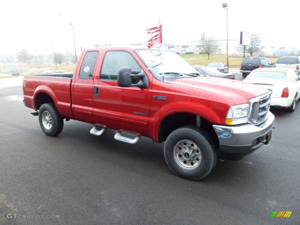 2002 F250 Super Duty XLT SuperCab 4x4 - Toreador Red Metallic / Medium Flint photo #8