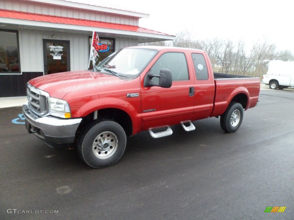 2002 F250 Super Duty XLT SuperCab 4x4 - Toreador Red Metallic / Medium Flint photo #9