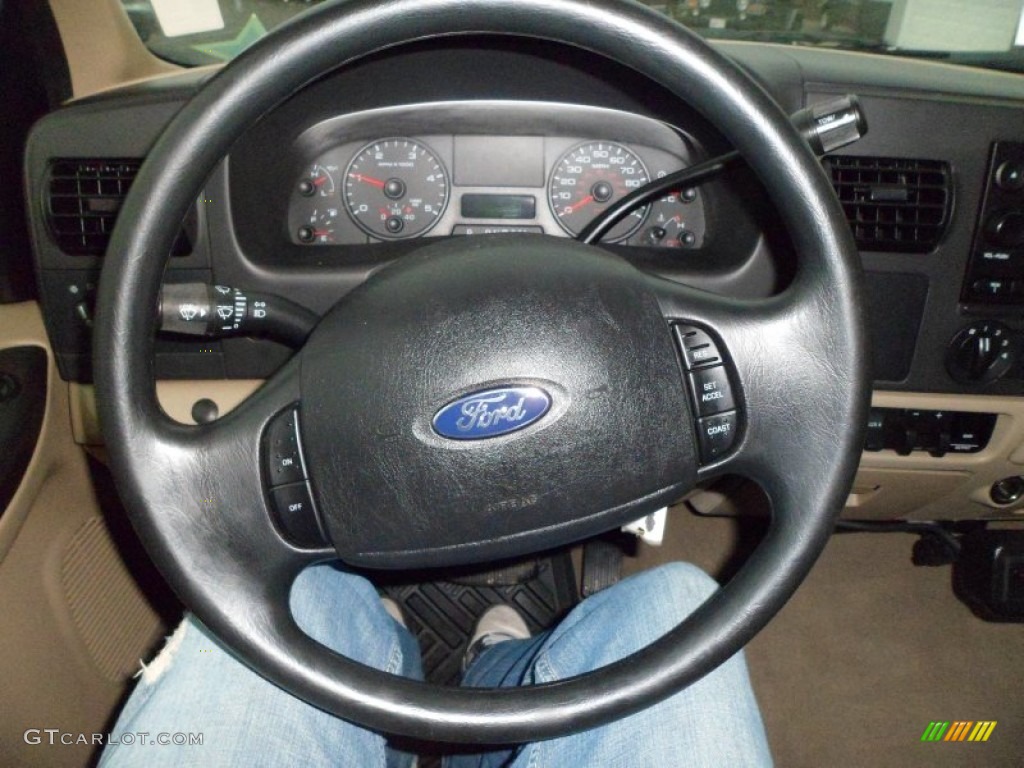 2007 Ford F350 Super Duty XLT Crew Cab Dually Tan Steering Wheel Photo #59530202