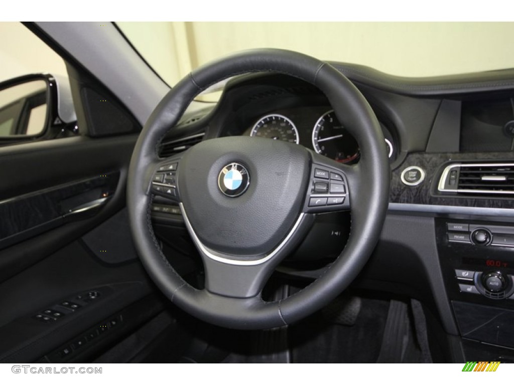 2009 BMW 7 Series 750i Sedan Black Nappa Leather Steering Wheel Photo #59530956