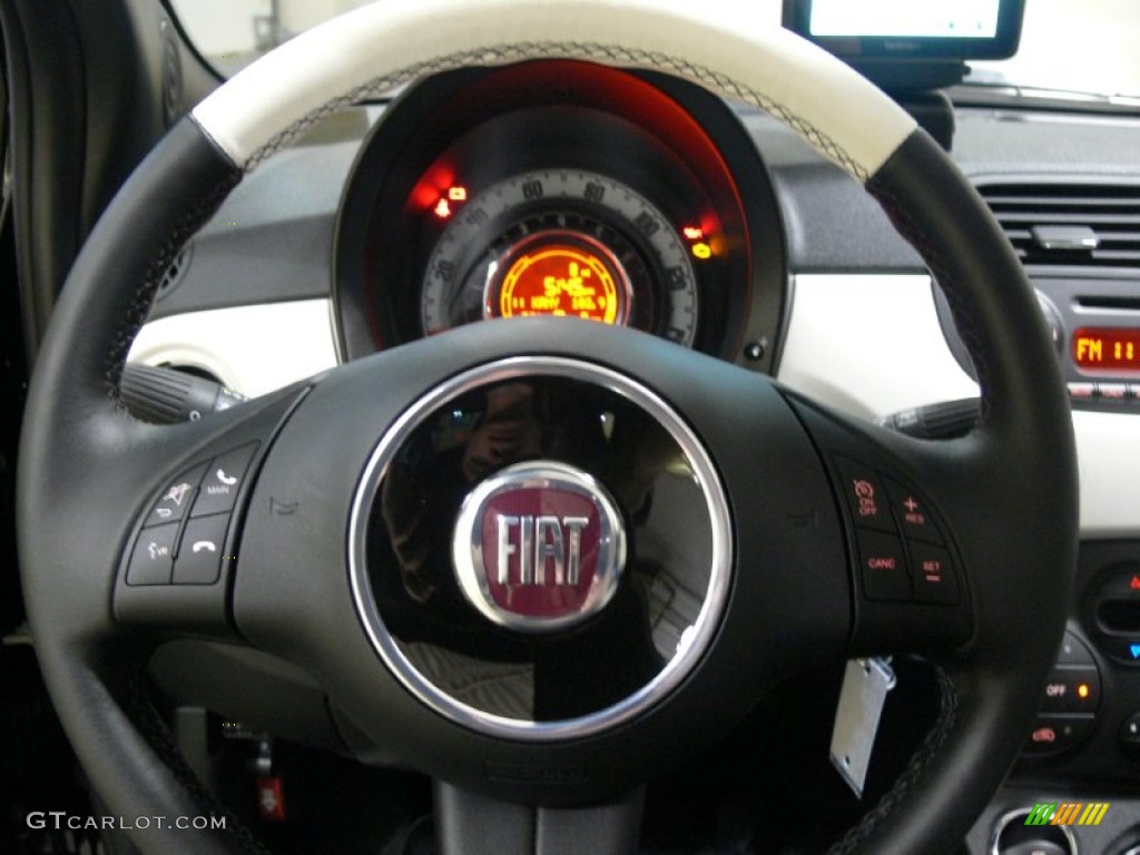 2012 Fiat 500 Gucci 500 by Gucci Nero (Black) Steering Wheel Photo #59534824