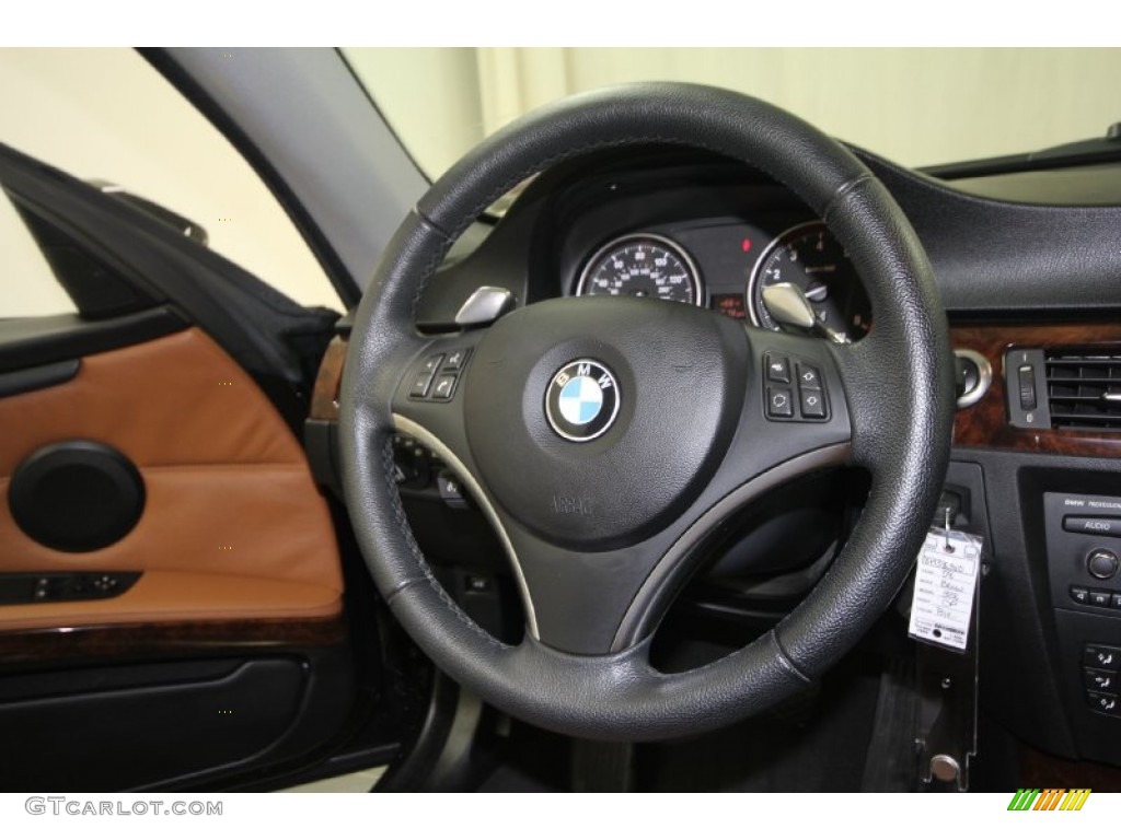 2008 BMW 3 Series 328i Coupe Saddle Brown/Black Steering Wheel Photo #59538220