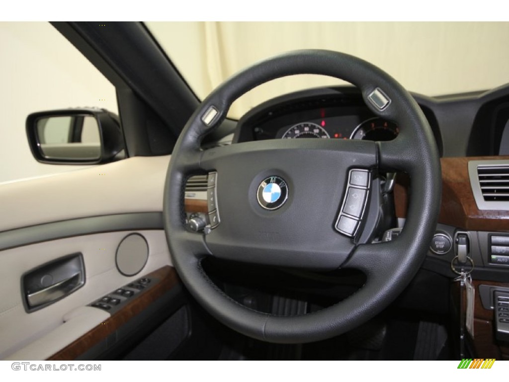 2008 BMW 7 Series 750Li Sedan Beige Steering Wheel Photo #59538604