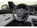 2012 BMW 5 Series Ivory White/Black Interior Steering Wheel Photo