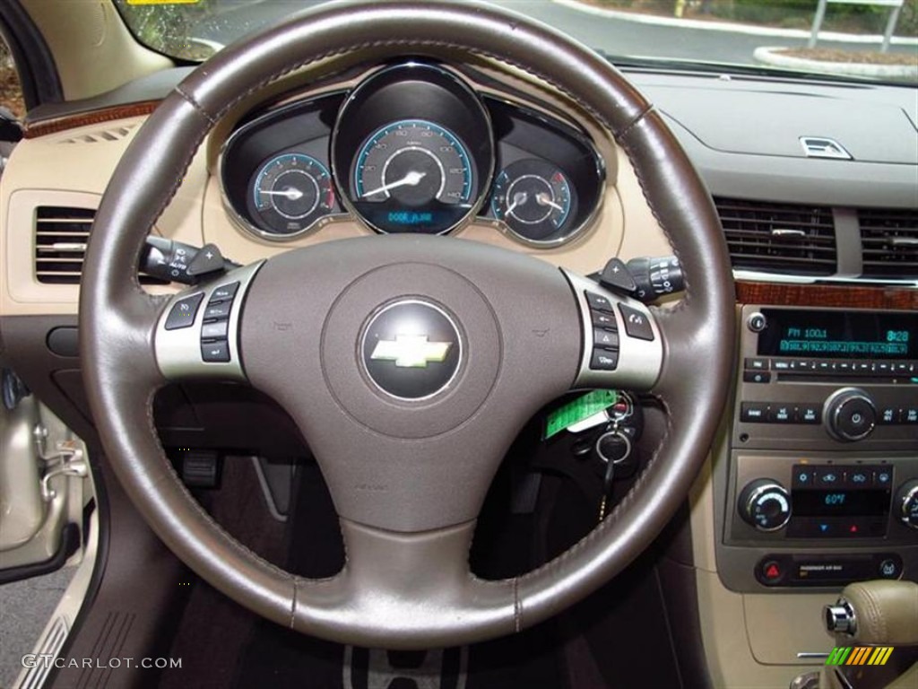 2010 Chevrolet Malibu LTZ Sedan Cocoa/Cashmere Steering Wheel Photo #59542304
