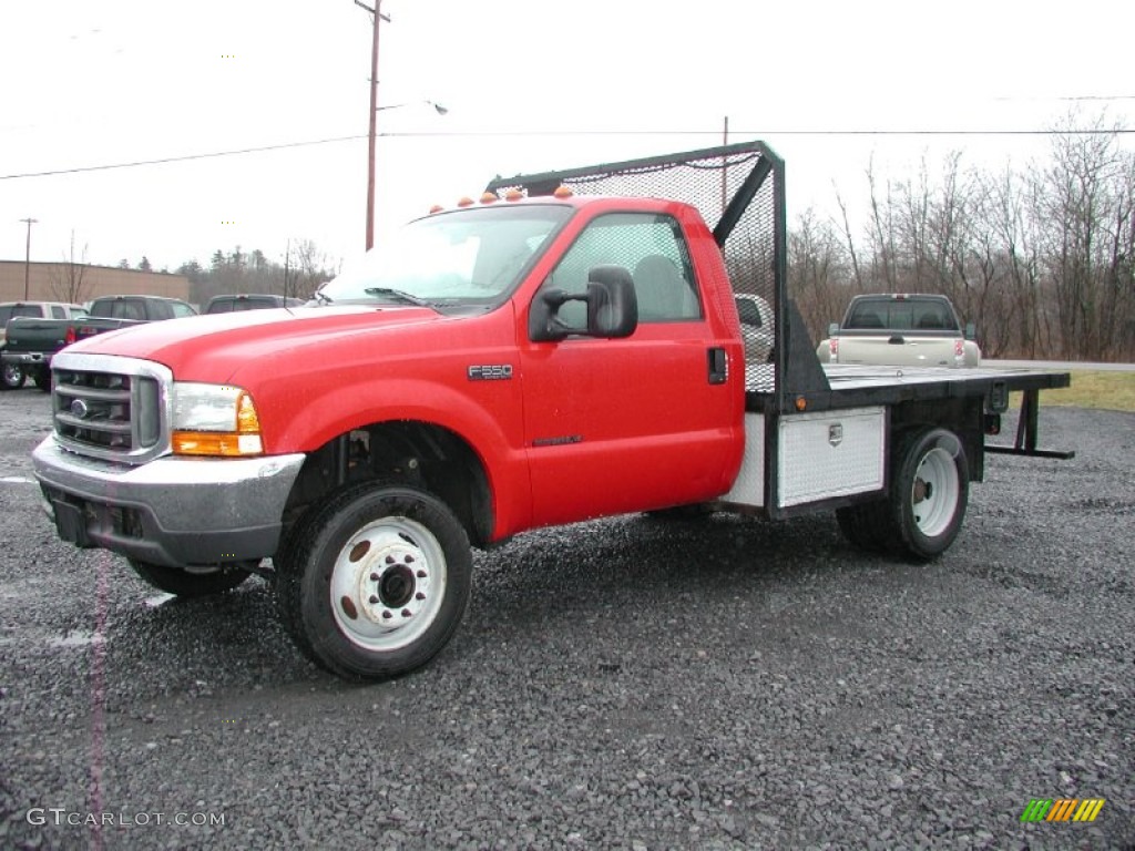 2000 F550 Super Duty XL Regular Cab 4x4 Dump Truck - Red / Medium Graphite photo #2