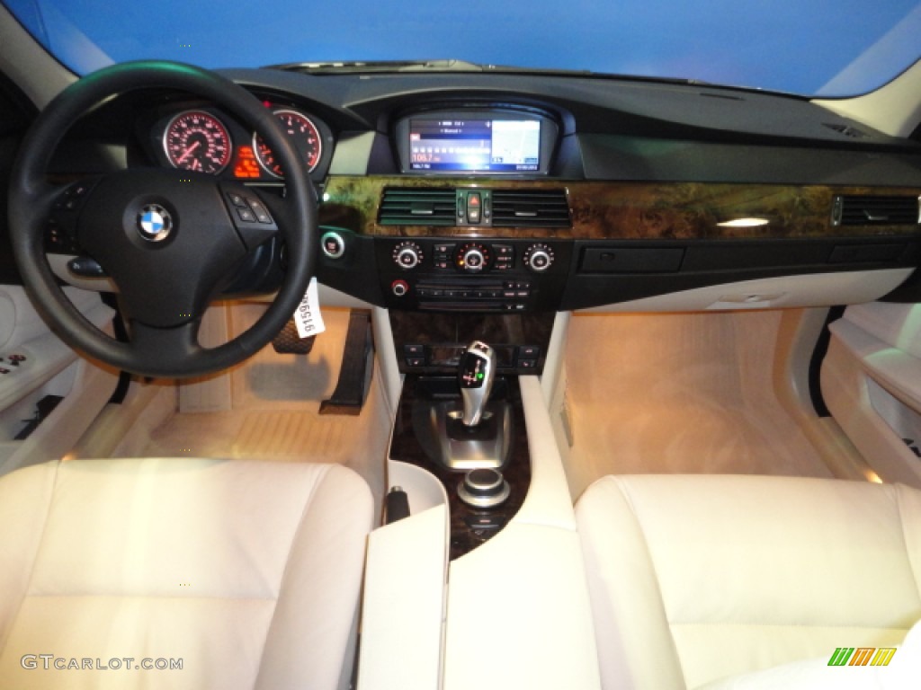 2008 BMW 5 Series 535xi Sedan Cream Beige Dakota Leather Dashboard Photo #59547318