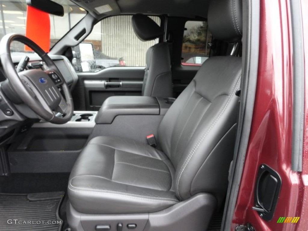 Black Two Tone Leather Interior 2011 Ford F250 Super Duty Lariat SuperCab 4x4 Photo #59547877