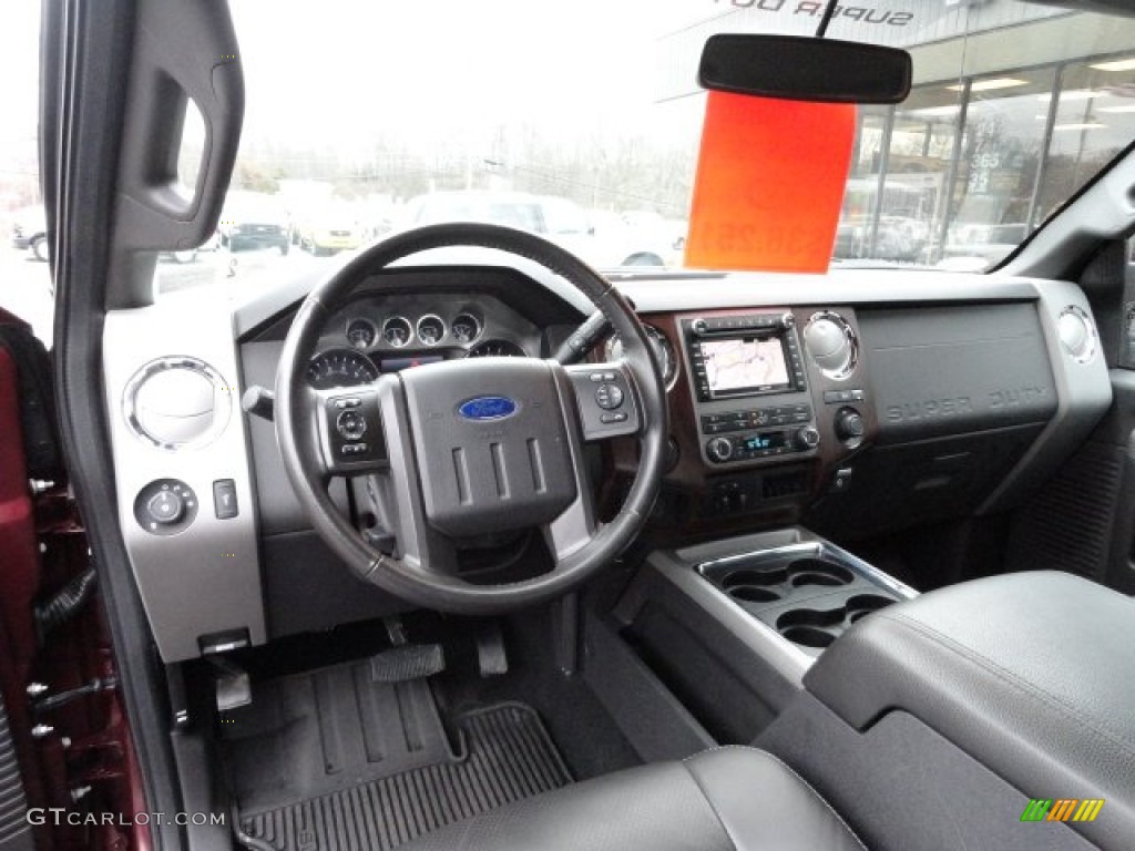 Black Two Tone Leather Interior 2011 Ford F250 Super Duty Lariat SuperCab 4x4 Photo #59547895