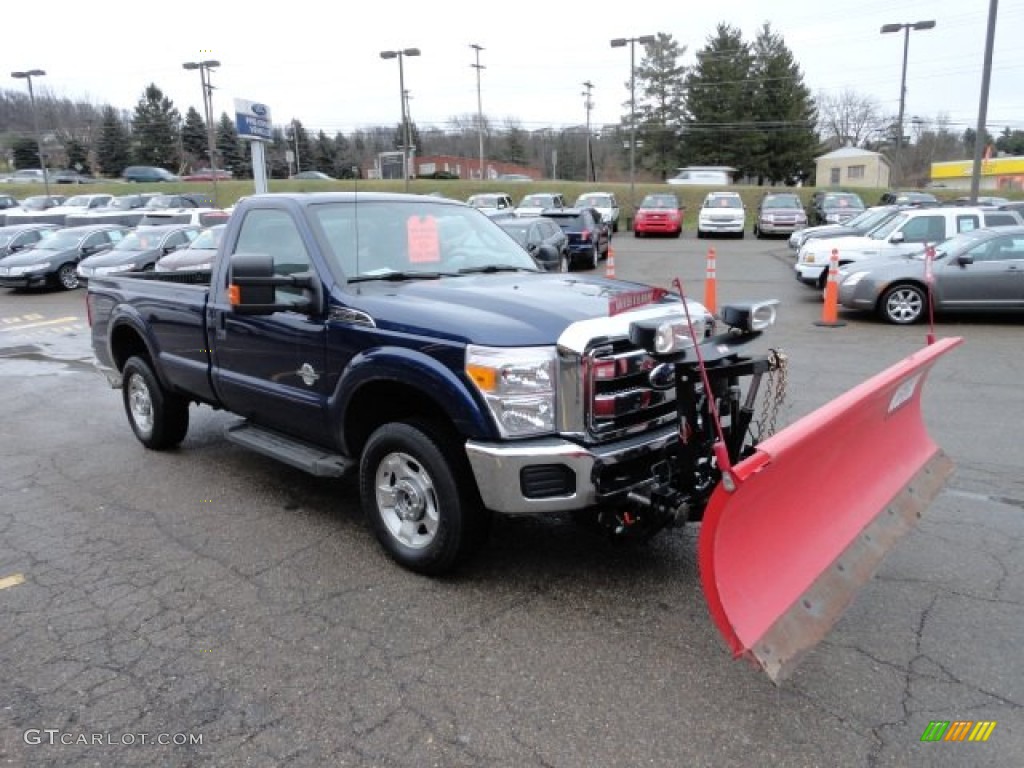 Dark Blue Pearl Metallic 2011 Ford F250 Super Duty XLT Regular Cab 4x4 Plow Truck Exterior Photo #59549952