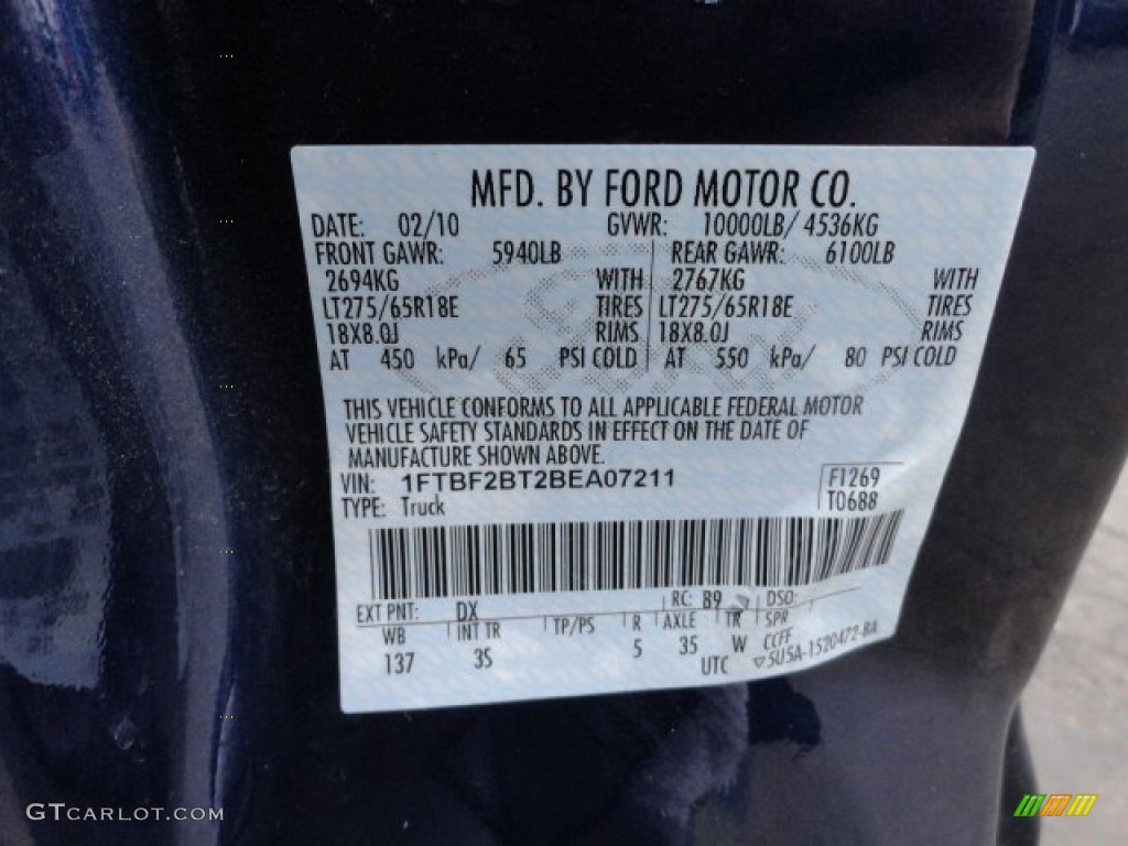 2011 Ford F250 Super Duty XLT Regular Cab 4x4 Plow Truck Color Code Photos