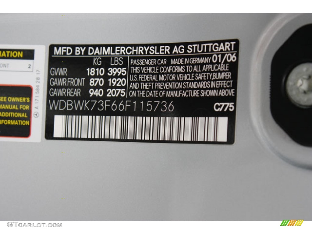 2006 SLK Color Code 775 for Iridium Silver Metallic Photo #59552076