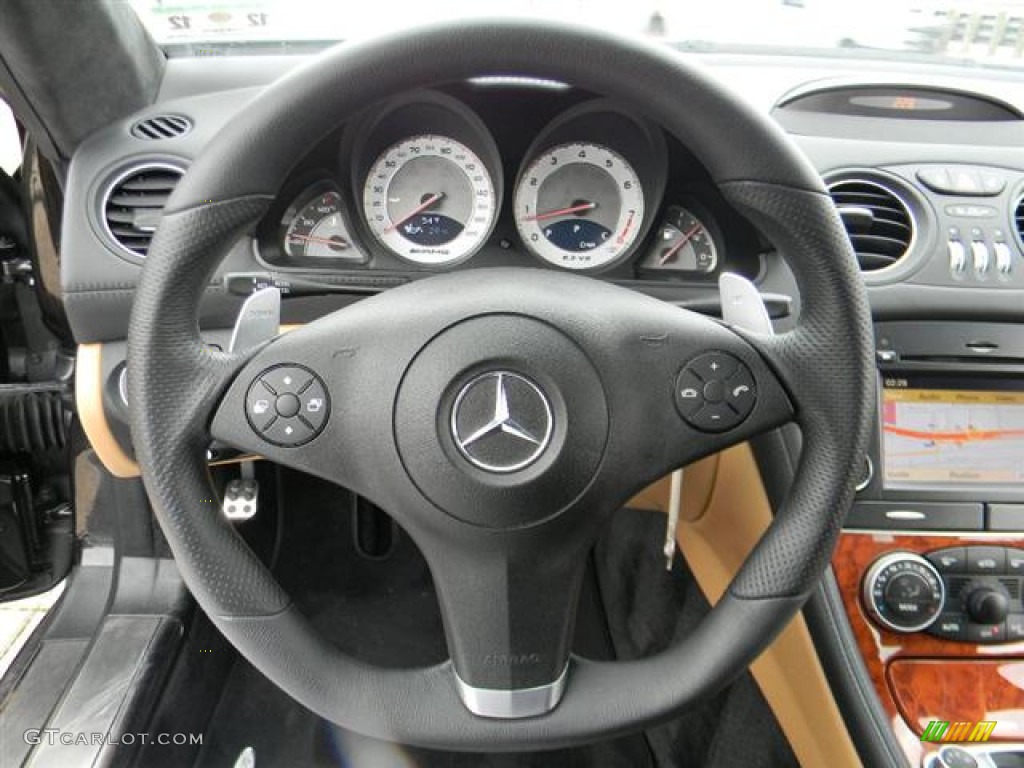 2009 Mercedes-Benz SL 63 AMG Roadster designo Sand/Black Steering Wheel Photo #59553290