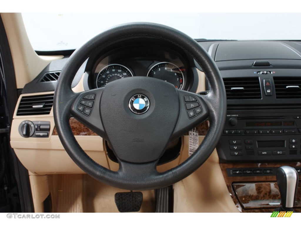2008 BMW X3 3.0si Beige Steering Wheel Photo #59553441