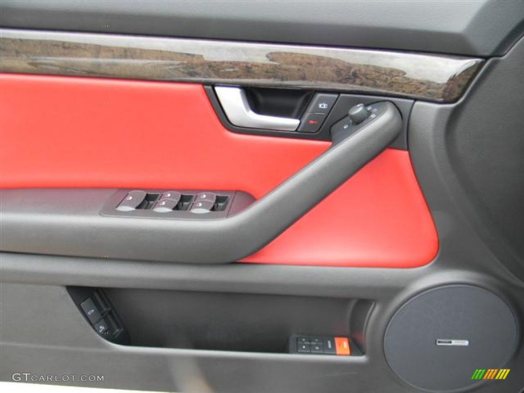2008 Audi S4 4.2 quattro Cabriolet Red/Black Door Panel Photo #59554527