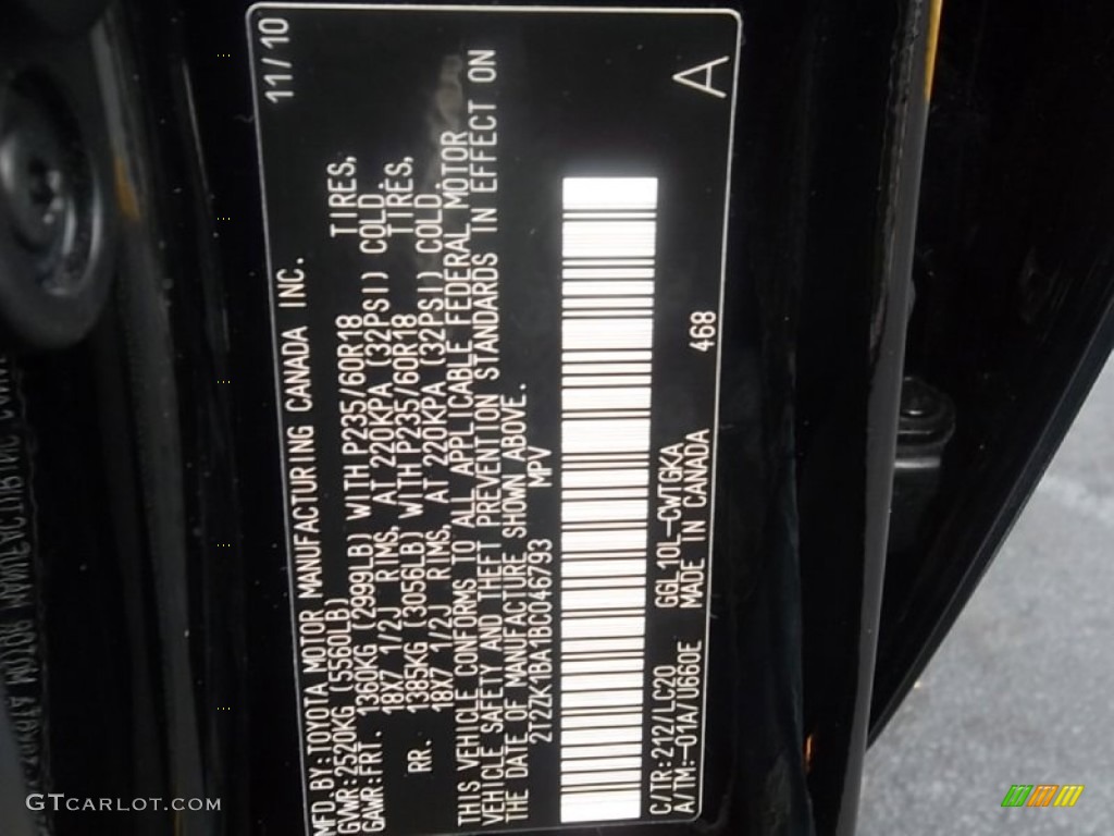 2011 RX Color Code 212 for Obsidian Black Photo #59555823